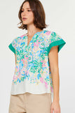 Ellie Floral Short Sleeve Current Air Top- SALE