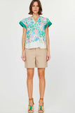 Ellie Floral Short Sleeve Current Air Top- SALE