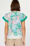 Ellie Floral Short Sleeve Current Air Top- SALE