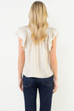 THML Sherri Flutter Sleeve Shimmery V Neck Top