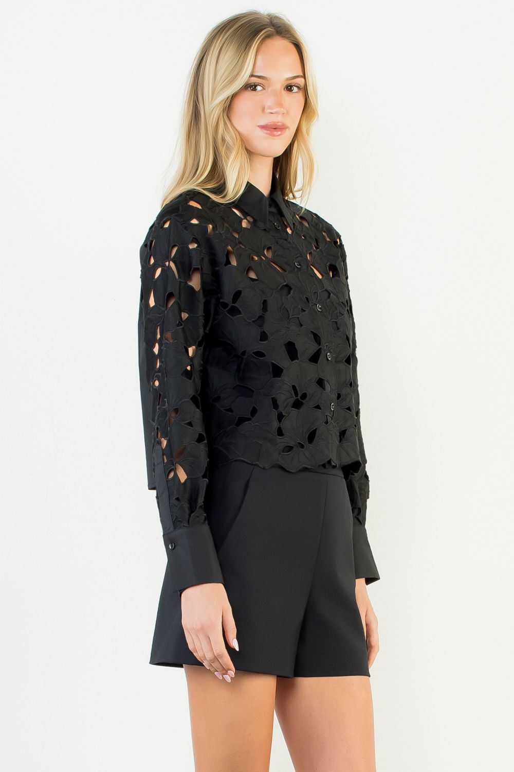 THML Berkley Eyelet Detailed Long Sleeve Top- SALE – Fig Tree