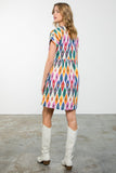 Cheryl Short Sleeve Multi Color Pattern THML Dress