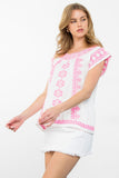 Denee Short Sleeve Embroidered THML Top