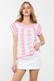 Denee Short Sleeve Embroidered THML Top