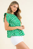Penny Green Printed Flutter Sleeve THML Top-SALE