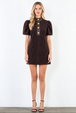THML Lena Suede Dress With Gold Buttons
