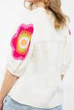 Marie Crochet Detail Puff Sleeve THML Top