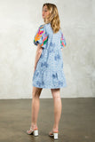 Marlowe Puff Sleeve Embroidered Pattern THML Dress