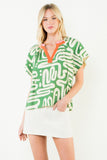 THML Stevie Short Sleeve Pattern V Neck Top