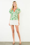 THML Stevie Short Sleeve Pattern V Neck Top