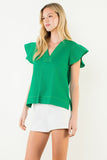 THML Sammy Short Sleeve V Neck Top