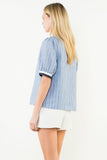 THML Anna Short Sleeves Striped V Neck Top