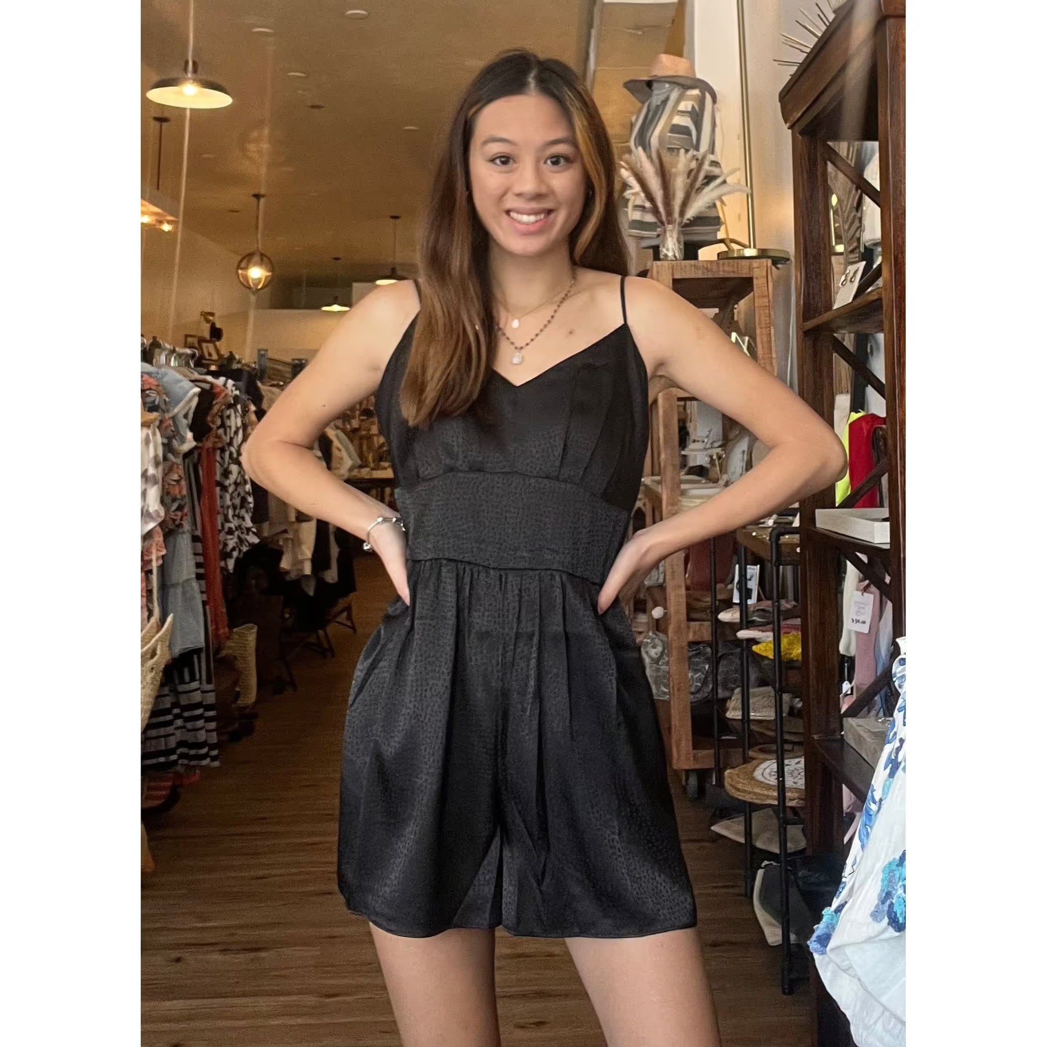 Isis Black Spaghetti Strap Romper SALE