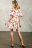 Monica Flutter Sleeve Floral Midi THML Dress