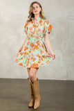 Gwen Puff Sleeve Flower Print THML Dress