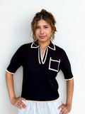 Sam Short Sleeve Collared  Knit THML Top