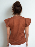 Briana Flutter Sleeve Suede THML Top