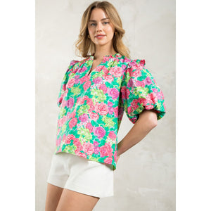 Dolly Puff Sleeve Floral THML Top