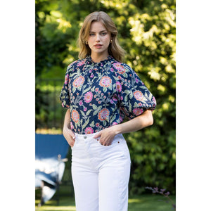 Keira Puff Sleeve Flower Print THML Top