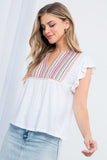 Miriam Embroidered Flutter Sleeve THML Top