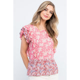 Kiki Mixed Print Ruffle THML Top- SALE