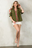 Morgan Embroidered Puff Sleeve Textured THML Top