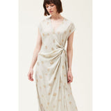 Miriam Fog Tied Wrap Satin Print Maxi Grade and Gather Dress