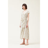 Miriam Fog Tied Wrap Satin Print Maxi Grade and Gather Dress