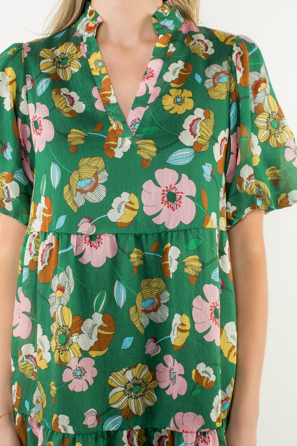 THML Annette Puff Sleeve Floral Dress S THML Annette Puff Sleeve Floral Dress S
