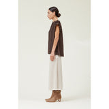 Nadia Grade and Gather Satin Ruffle Sleeve Blouse