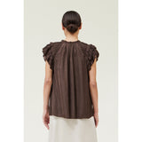 Nadia Grade and Gather Satin Ruffle Sleeve Blouse