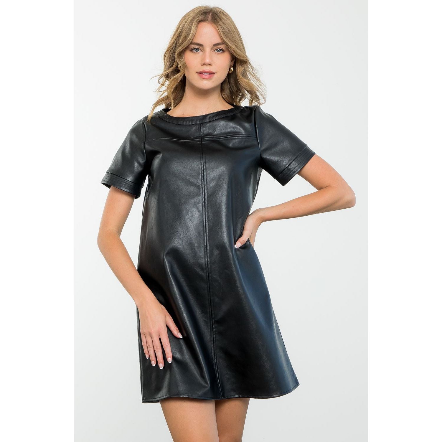 THML Short Sleeve Leather Dress