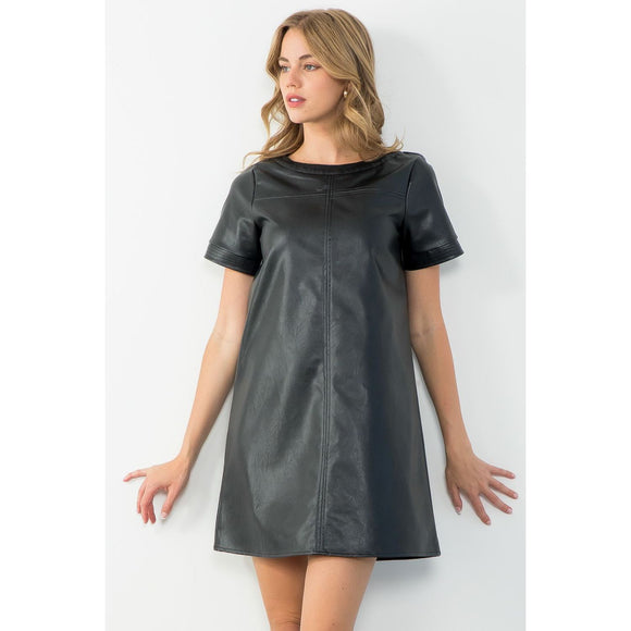 Kassie Short Sleeve Leather THML Dress-SALE