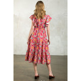 Sherri Flutter Sleeve Tiered Print THML Dress