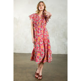 Sherri Flutter Sleeve Tiered Print THML Dress