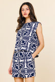 Vera Navy Printed Sleeveless Skies are Blue Top