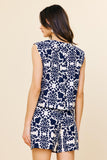 Vera Navy Printed Sleeveless Skies are Blue Top