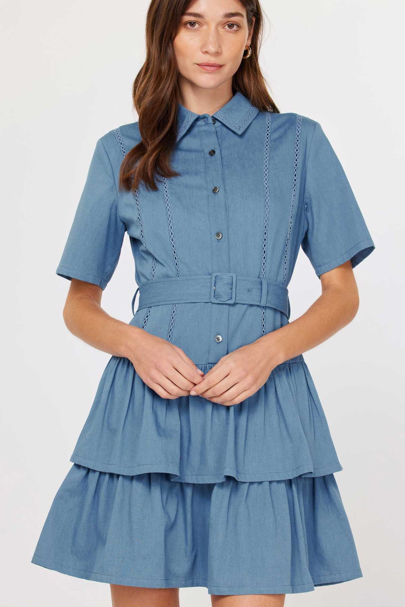 Petra Denim Button Down Short Current Air Dress L Petra Denim Button Down Short Current Air Dress L