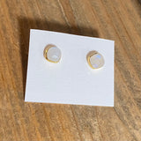 Isa Cushion Stone Stud Gold Earrings