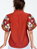 Patricia Embroidered Detail Puff Sleeve THML Top