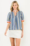 Zana Short Sleeve Striped THML Top-SALE
