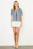 Zana Short Sleeve Striped THML Top-SALE
