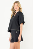 Hilary Puff Sleeve V Neck THML Top