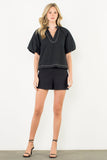 Hilary Puff Sleeve V Neck THML Top