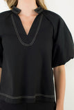 Hilary Puff Sleeve V Neck THML Top