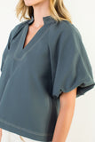 Imani Puff Sleeve V Neck THML Top