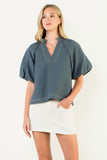Imani Puff Sleeve V Neck THML Top