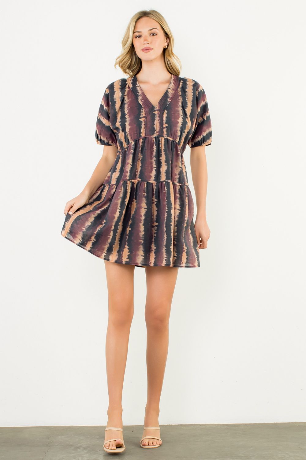 maggie mini dress THML Maggie Short Sleeve Tie Dye Dress L