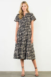 Helena Short Sleeve Print Midi THML Dress