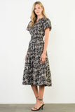 Helena Short Sleeve Print Midi THML Dress